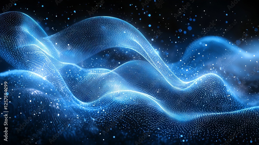 Fototapeta premium A dark blue background featuring bright wave patterns, suitable for contemporary and tech-oriented design projects
