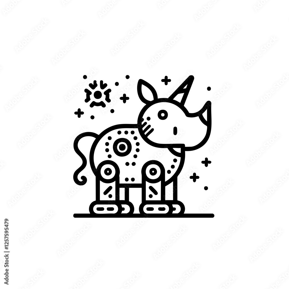 Obraz premium Futuristic animal robot vector illustration with a sleek and modern design. Perfect for sci-fi projects, branding, merchandise, and digital art.