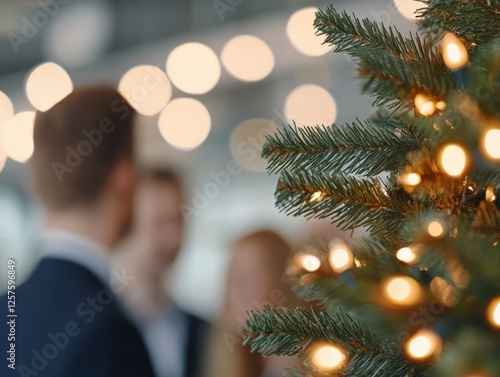 Business Holiday Party with Christmas Tree