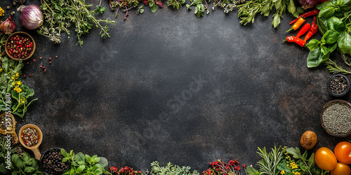 Wallpaper Mural Draufsicht auf einen Rahmen aus verschiedenen Kräutern mit Platz für Text in der Mitte Torontodigital.ca