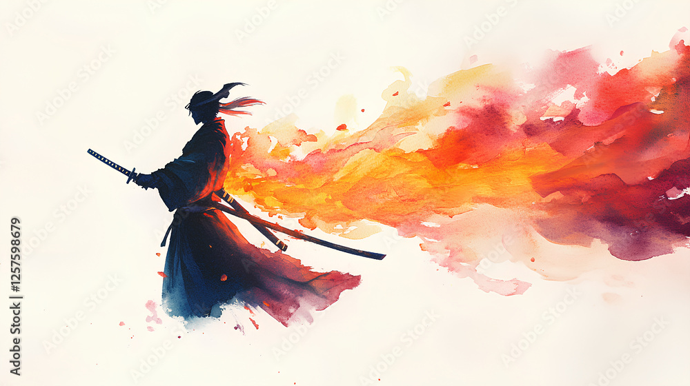 Fototapeta premium Shadow ninja with sword 