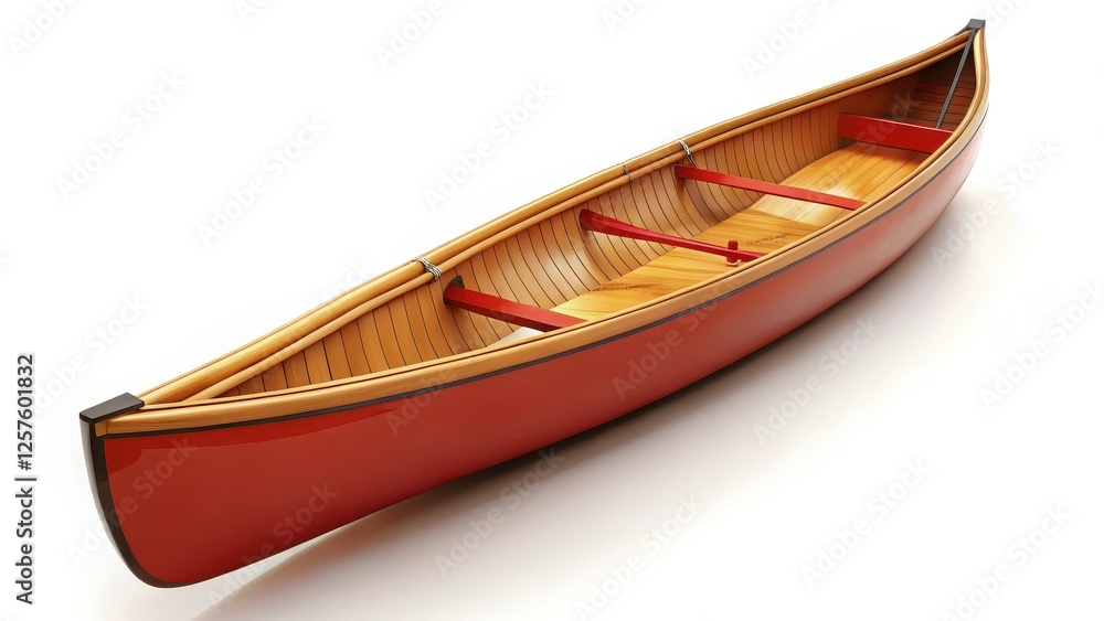Red Canoe on White Background Red Canoe on White Background