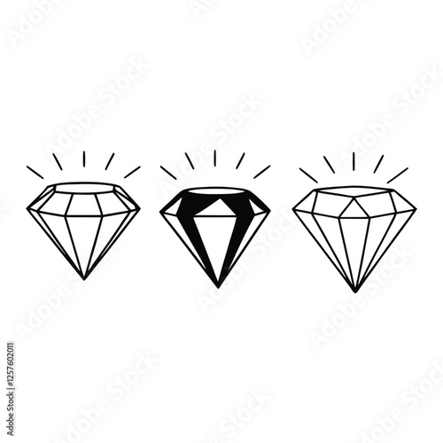 set of  diamond icon collection vector design illustration isolated background