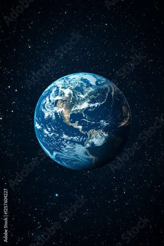 Obraz na płótnie A view of the earth from space with stars in the background w salonie