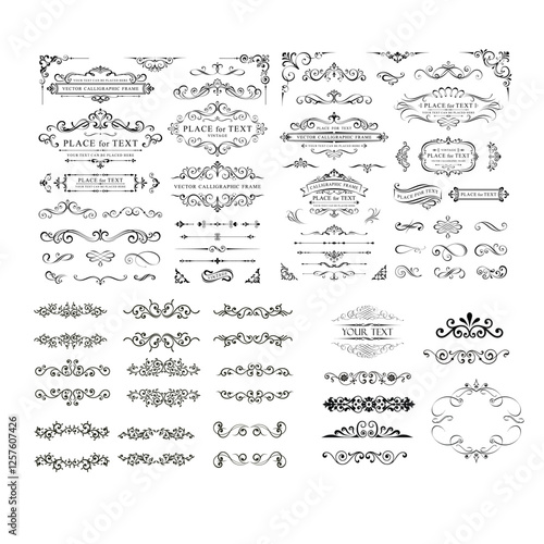 Calligraphy decorative frame with corner vintage design vector