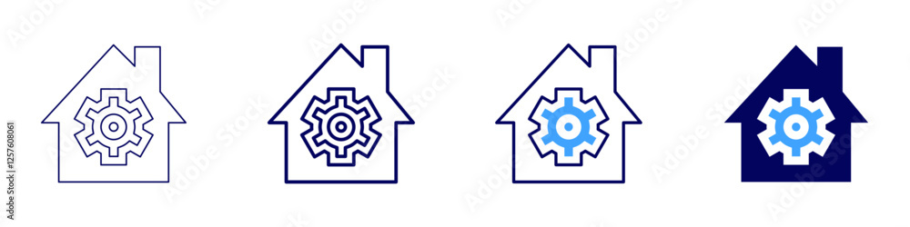 House settings icon in 4 different styles. Thin Line, Line, Bold Line, Duotone. Duotone style. Editable stroke House settings icon in 4 different styles. Thin Line, Line, Bold Line, Duotone. Duotone style. Editable stroke