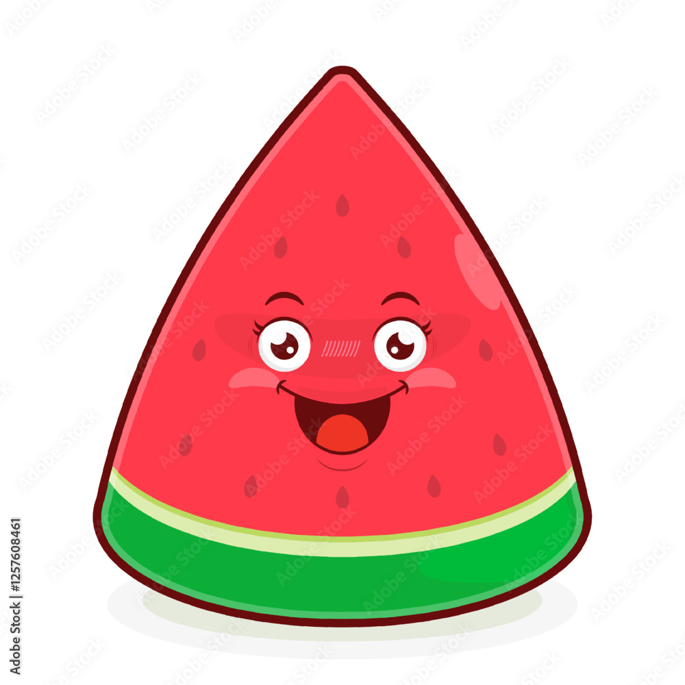 watermelon slice playful face cartoon cute