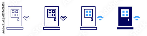 Smart door lock icon in 4 different styles. Thin Line, Line, Bold Line, Duotone. Duotone style. Editable stroke