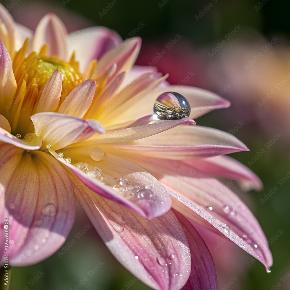 Fototapeta premium pink flower with water drops