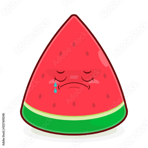 watermelon slice crying face cartoon cute