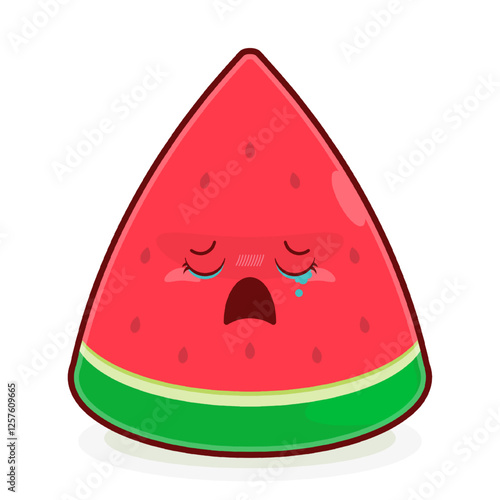 watermelon slice crying face cartoon cute
