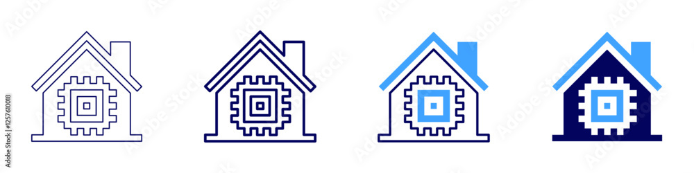 Smart home setup icon in 4 different styles. Thin Line, Line, Bold Line, Duotone. Duotone style. Editable stroke Smart home setup icon in 4 different styles. Thin Line, Line, Bold Line, Duotone. Duotone style. Editable stroke