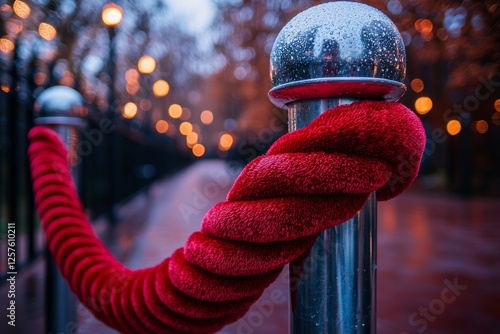 Silver stainless stanchion with a red rope barrier - for access control - VIPs only