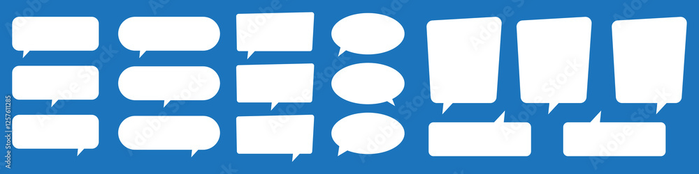 Blank empty speech bubbles. Speak bubble balloon, cartoon chatting box, message box. Blank empty speech bubbles. Speak bubble balloon, cartoon chatting box, message box.