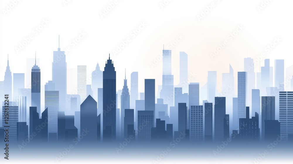 Obraz premium A breathtaking abstract urban landscape with futuristic skyscrapers in delicate hues, symbolizing innovation and urban advancement