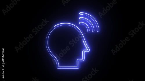 Glowing neon Artificial Intelligence icon isolated on black background. HD Video motion graphic animation photo