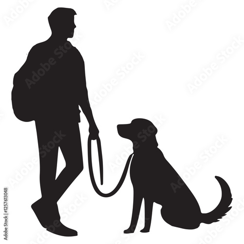Man Walking Dog Silhouette Vector Design For Pet Owner