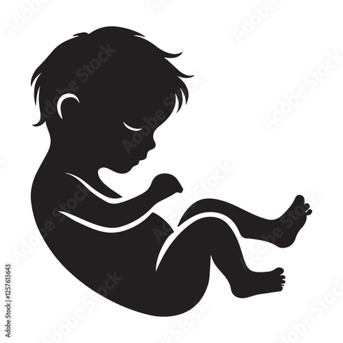 Baby Fetus Silhouette Illustration Vector Childbirth and Pregnancy