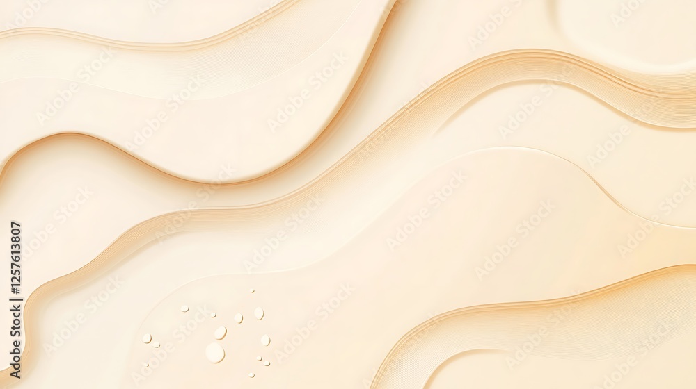 Obraz premium Abstract Beige Waves With Droplets Design