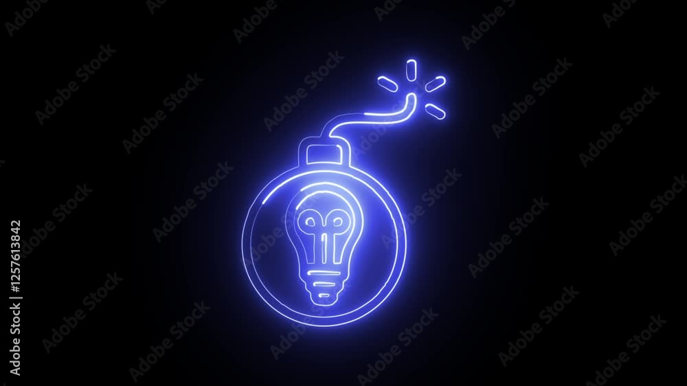Glowing neon Disruption icon'_2 isolated on black background. HD Video motion graphic animation Glowing neon Disruption icon'_2 isolated on black background. HD Video motion graphic animation