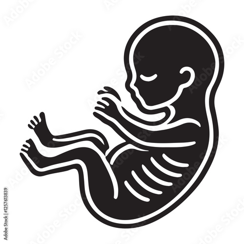 Human fetus silhouette vector illustration concept unborn child theme
