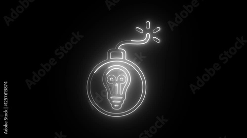 Glowing neon Disruption icon'_4 isolated on black background. HD Video motion graphic animation photo