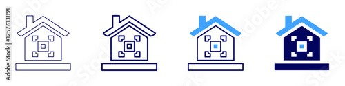 Voice activated home icon in 4 different styles. Thin Line, Line, Bold Line, Duotone. Duotone style. Editable stroke
