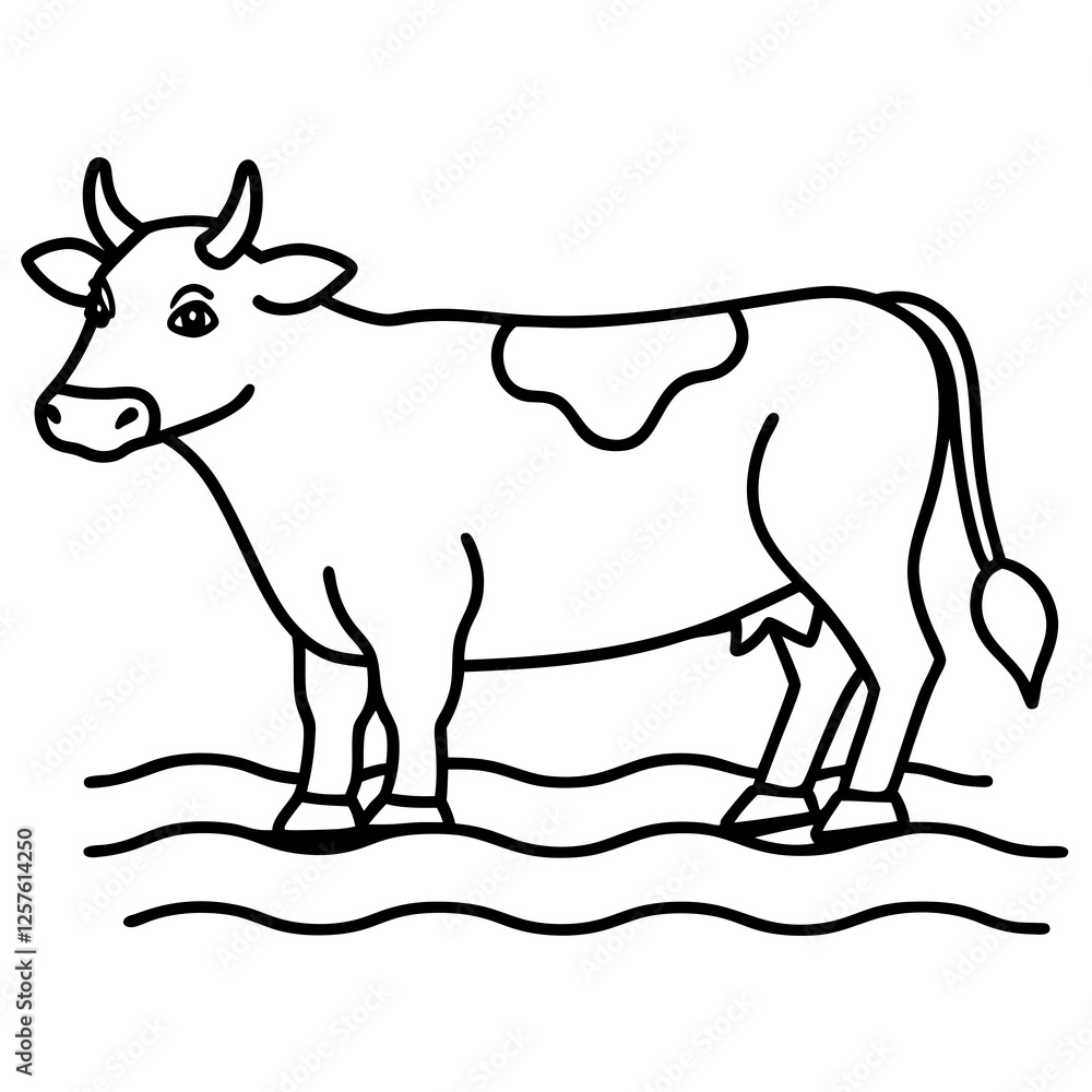 Fototapeta premium cow water floating