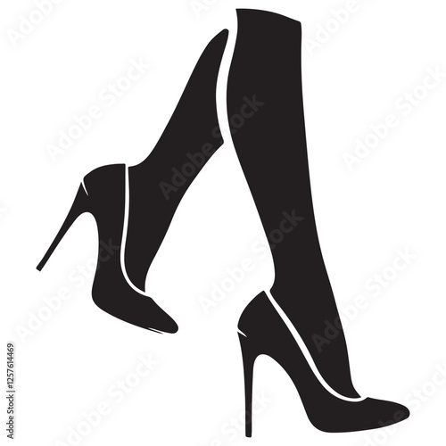 Walking in High Heels Silhouette Vector Illustration Female Legs Fashion