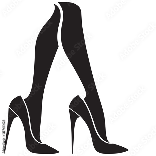 Womens legs in high heels silhouette vector illustration style theme