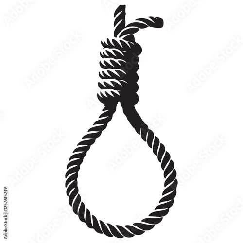 Vector Black Rope Noose Silhouette Illustration Image for Design Projects