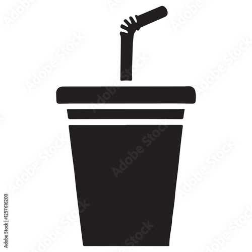 Black and White Soda Cup Silhouette Vector Image Illustration photo