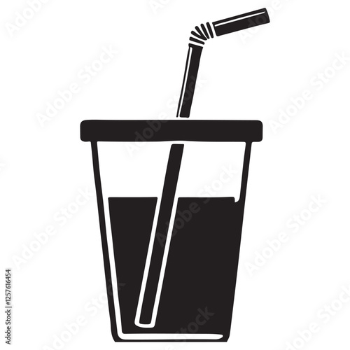 Refreshing Drink Illustration Cold Beverage with Straw Vector Artwork