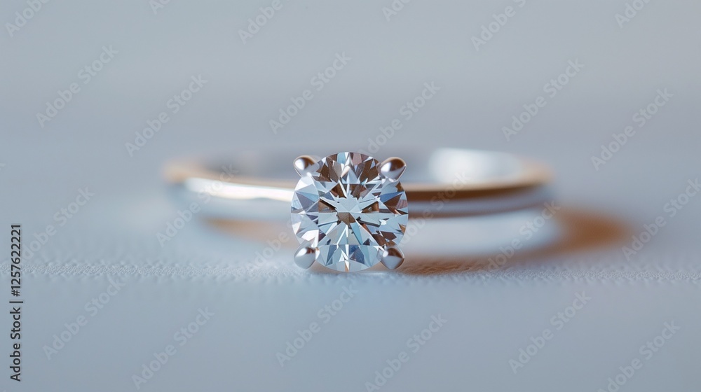 A diamond ring with a solitaire setting and platinum band, isolated on white. The flawless gemstone and sparkling facets highlight its grandeur. A diamond ring with a solitaire setting and platinum band, isolated on white. The flawless gemstone and sparkling facets highlight its grandeur.