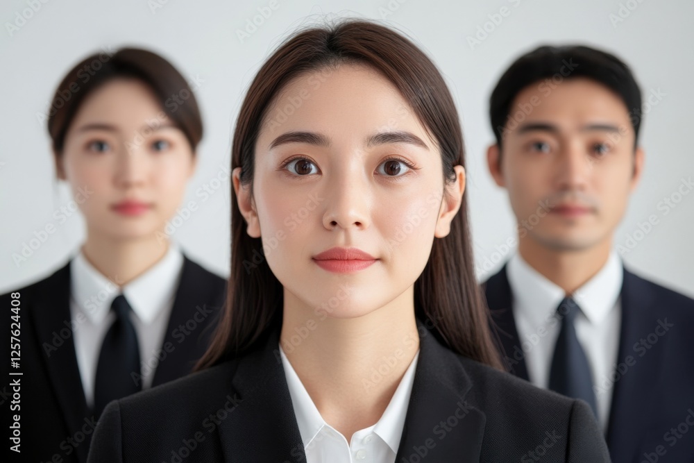three asian business people in formal attire three asian business people in formal attire