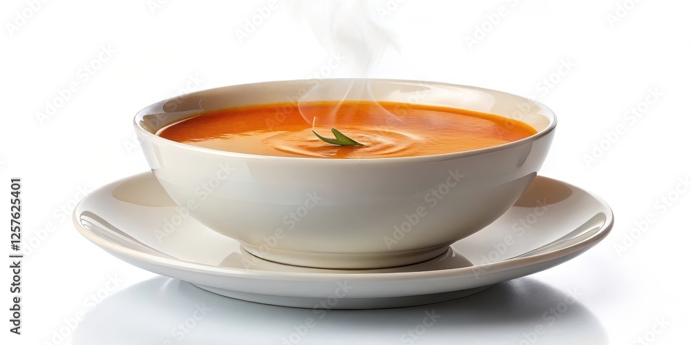 Hot Soup in Bowl on Saucer Hot Soup in Bowl on Saucer