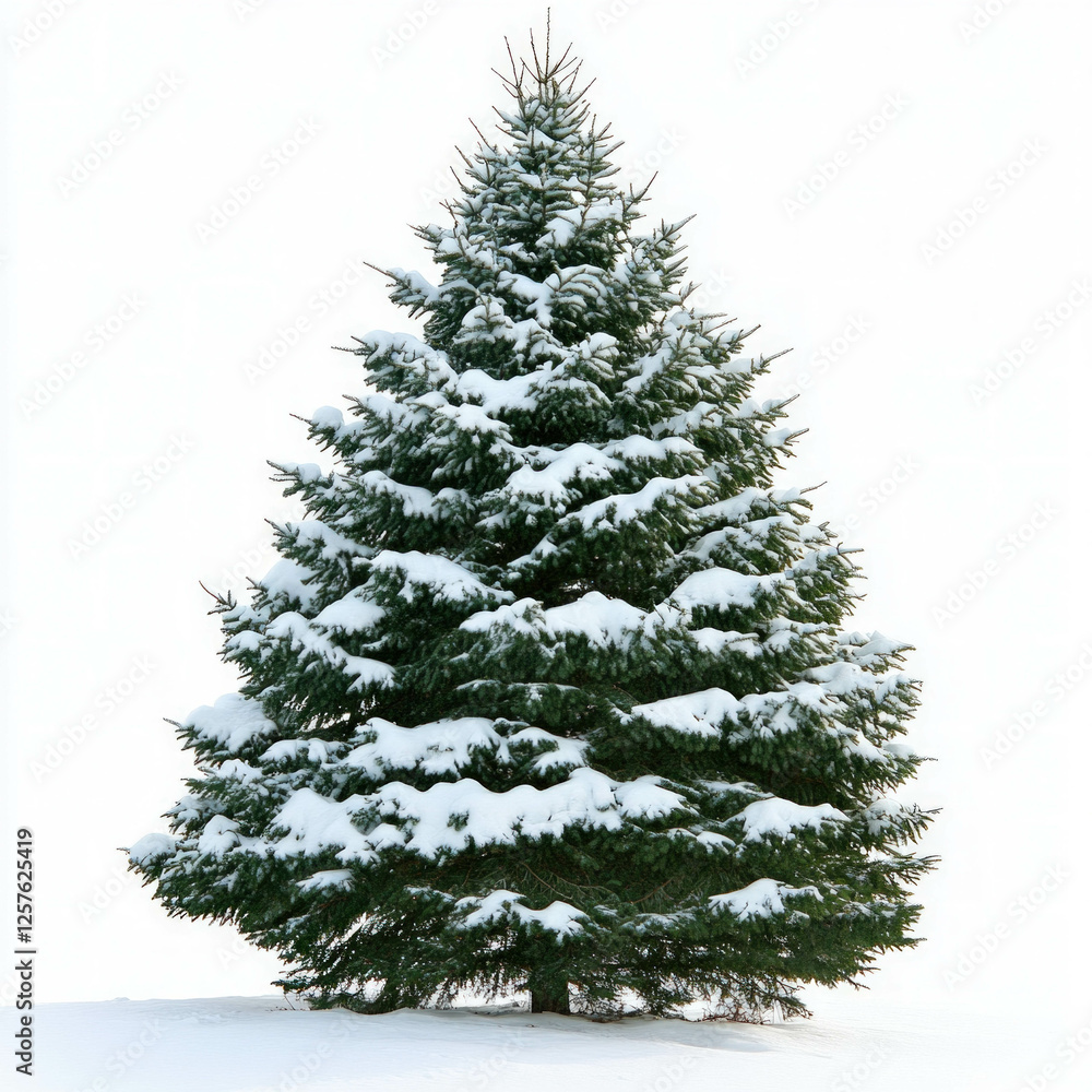 Fototapeta premium Fir Tree Isolated Covered By Snow