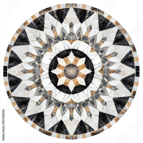 Seamless Radial Geometric Marble Mosaic Design Pattern