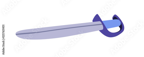 Toy sword. Kids saber with blade and handle. Childish sabre for childrens games. Plastic weapon for child. Flat graphic vector illustration isolated on white background