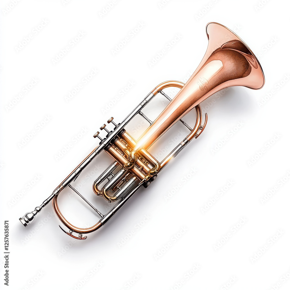brass euphonium with polished finish on white background brass euphonium with polished finish on white background