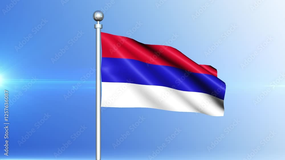 Republika Srpska flag waving on a pole seamless loop. Flag of Republika Srpska Republika Srpska flag waving on a pole seamless loop. Flag of Republika Srpska