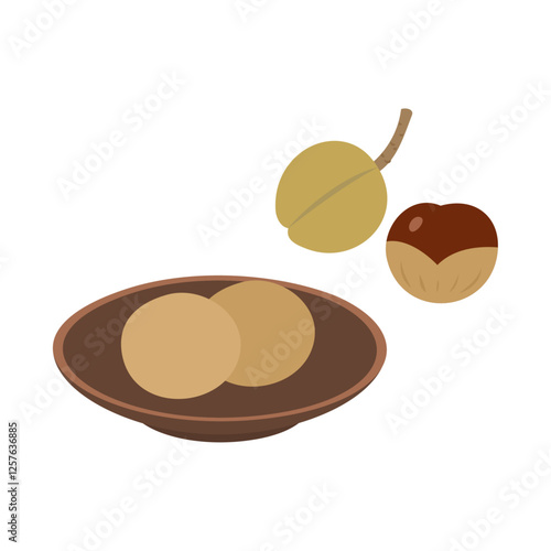 とち餅。フラットなベクターイラスト。
Tochi mochi. Flat vector illustration.