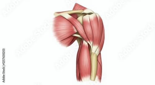 Anatomical illustration depicting the intricate structure of the human shoulder