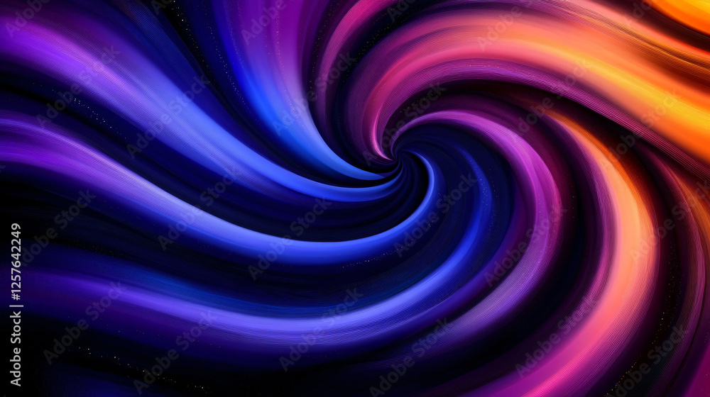 This vibrant abstract swirl features mesmerizing blend of purple, blue, and orange hues, creating dynamic and captivating visual experience. flowing patterns evoke sense of movement and depth This vibrant abstract swirl features mesmerizing blend of purple, blue, and orange hues, creating dynamic and captivating visual experience. flowing patterns evoke sense of movement and depth