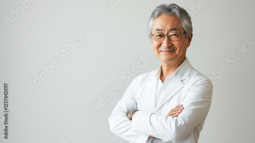 腕を組んでいる日本人男性の医者
