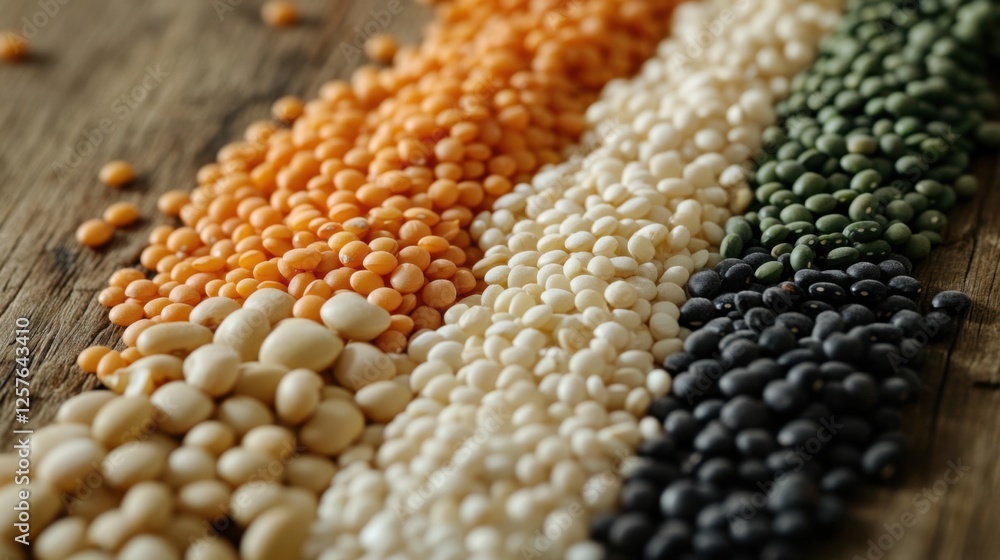 A close-up shot of whole grains and legumes, A close-up shot of whole grains and legumes,