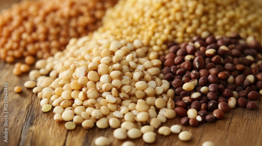 Obraz premium A close-up shot of whole grains and legumes,