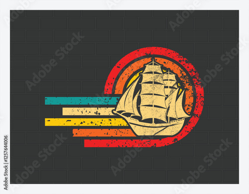 sailing T Shirt Design, Adventure T Shirt, Custom t-shirt design, Outdoor, Mountain, Family T Shirt Design illustration
