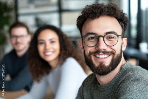 Group of happy people in a modern office