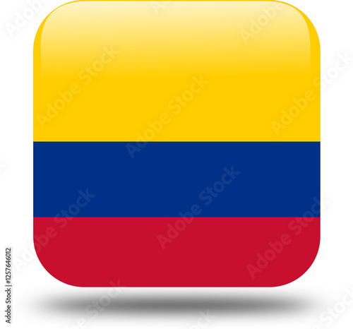 Free Download columbia Flag – 3D Square Icon Style with Drop Shadow, High Resolution PNG	 - GFXLoad